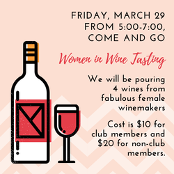 March 29 Women in Wine Tasting