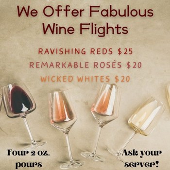 We Offer Red, Rose, and White Wine Flights