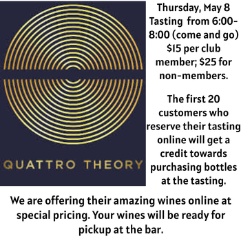 May 8 Quattro Theory Tasting