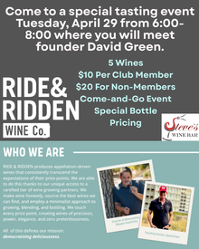 April 29 RIDE Tasting